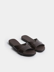 Yours Curve Brown Wide Fit Faux Leather Mule Sandals - Image 4 of 5