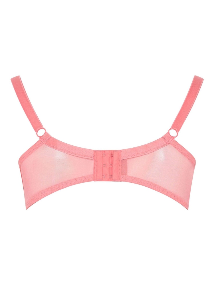 Yours Curve Pink Fishnet Lace Underwired Non-Padded Bra - Image 6 of 6 Yours Curve Pink Fishnet Lace Underwired Non-Padded Bra - Image 6 of 6