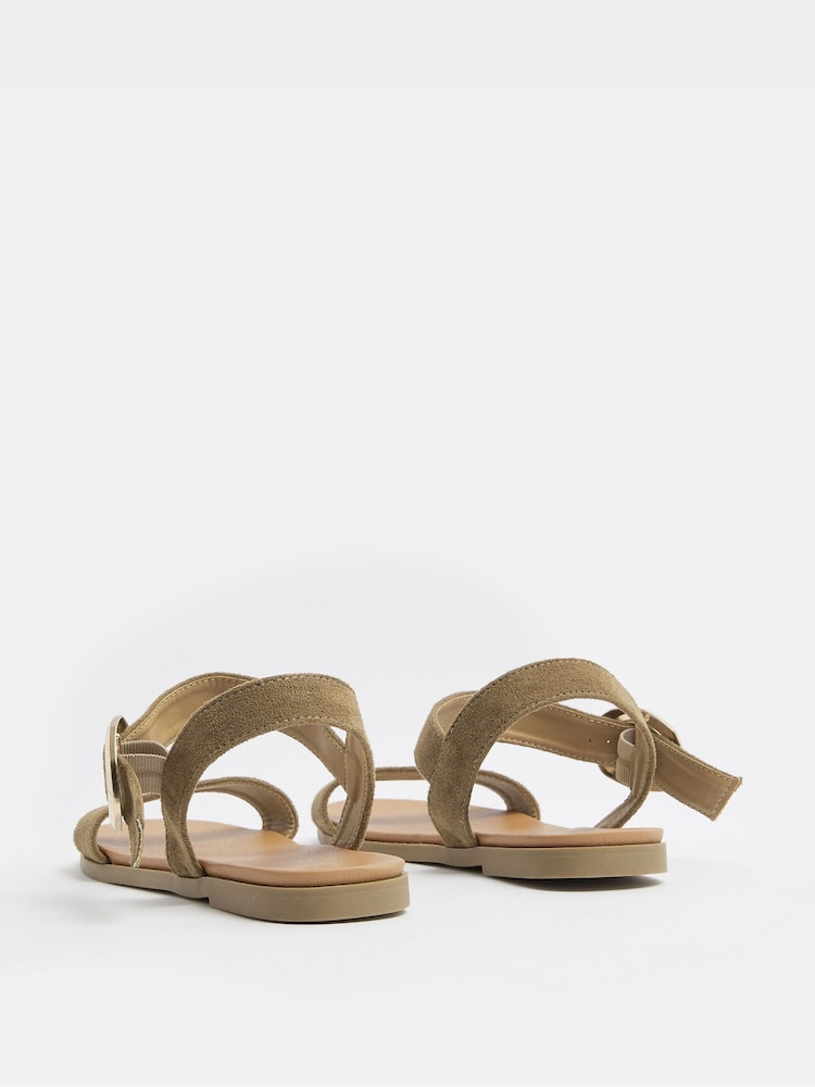 Yours Curve Green Extra Wide Fit Buckle Detail Sandals - Image 2 of 3