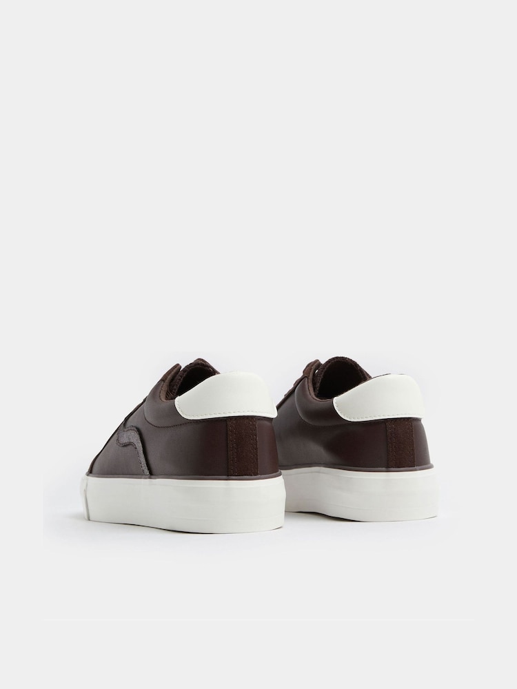 Yours Curve Brown Extra Wide Fit Faux Leather Trainers - Image 2 of 2