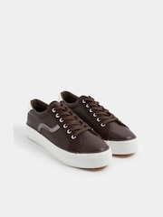Marrón - Zapatillas de piel sintética de corte de ancho especial de Yours Curve - Imagen 3 de 5