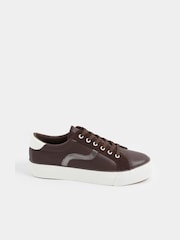 Marrón - Zapatillas de piel sintética de corte de ancho especial de Yours Curve - Imagen 5 de 5