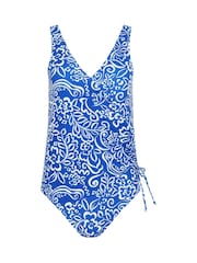 M&Co Blue Floral Print Wrap Swimsuit - Image 3 of 4