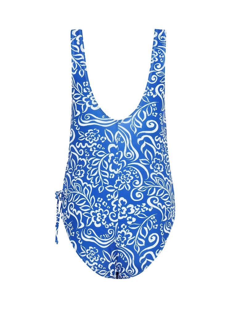 M&Co Blue Floral Print Wrap Swimsuit - Image 4 of 4