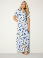 Long Tall Sally Cream Floral Satin Maxi Dress - Image 2 of 5