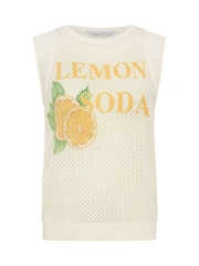 PixieGirl Petite Cream Lemon Crochet Tank Top - Image 2 of 2