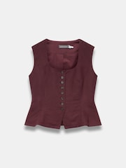 Mint Velvet Red Linen Blend Peplum Waistcoat - Image 7 of 8