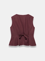 Mint Velvet Red Linen Blend Peplum Waistcoat - Image 8 of 8