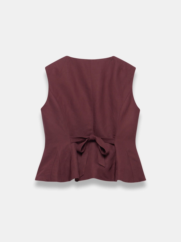 Mint Velvet Red Linen Blend Peplum Waistcoat - Image 8 of 8 Mint Velvet Red Linen Blend Peplum Waistcoat - Image 8 of 8
