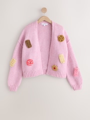 Pink Chunky Knit Long Sleeve Open Cardigan - Image 1 of 3