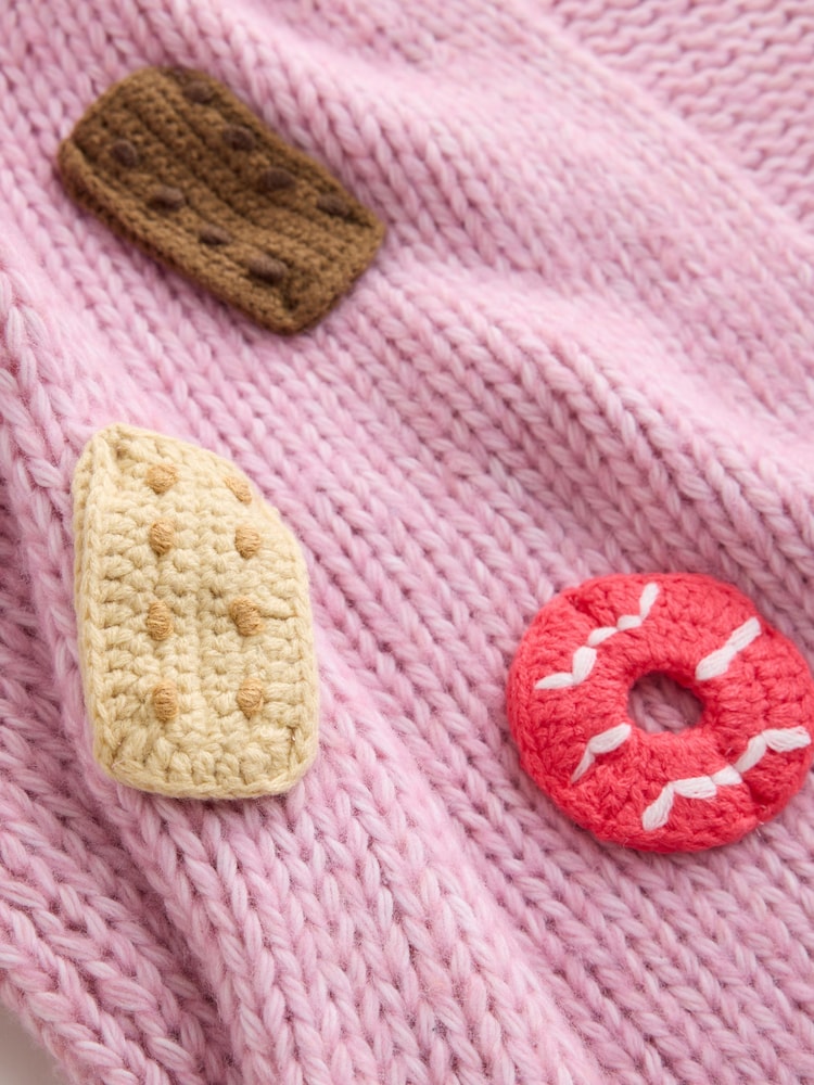 Pink Chunky Knit Long Sleeve Open Cardigan - Image 3 of 3