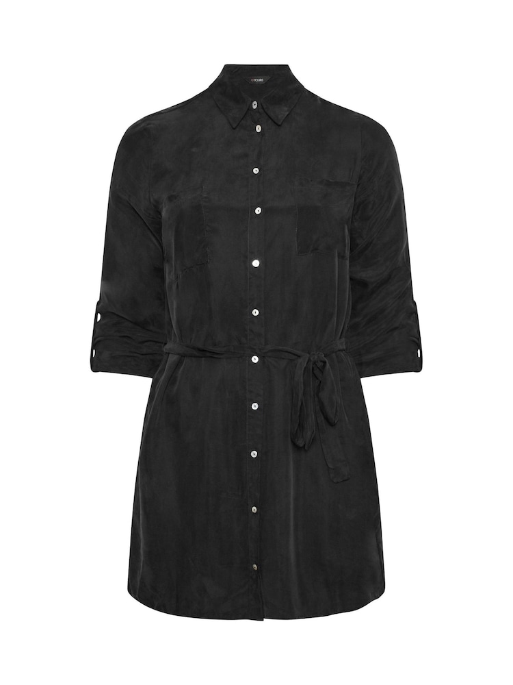 Yours Curve Black Belted Tunic Shirt - Image 5 of 5