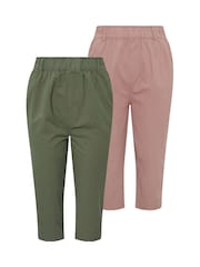 Yours Curve Green Cool Cotton Cropped Trousers 2 Pack - Image 8 of 8