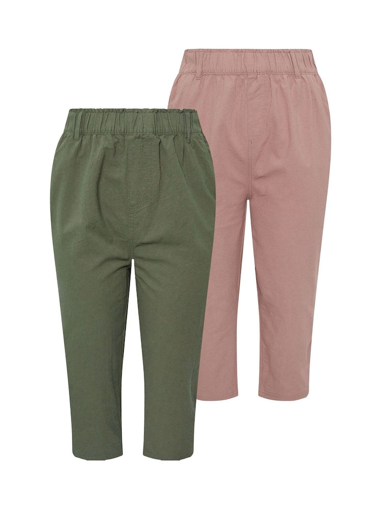 Yours Curve Green Cool Cotton Cropped Trousers 2 Pack - Image 8 of 8