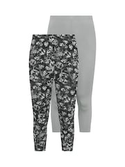 Yours Curve Grey Swirl Cropped Leggings 2 Pack - Image 6 of 8