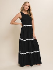 Long Tall Sally Black Contrast Swirl Tiered Maxi Dress - Image 1 of 5