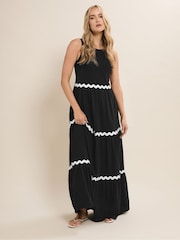 Long Tall Sally Black Contrast Swirl Tiered Maxi Dress - Image 2 of 5