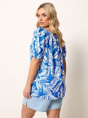 Yours Curve Blue Marl Boho Blouse - Image 3 of 5