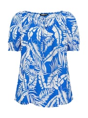 Yours Curve Blue Marl Boho Blouse - Image 5 of 5