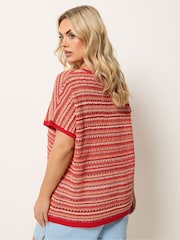 Yours Curve Red Boxy Stripe Cover-Up - Image 3 of 5