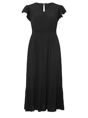 Yours Curve Black Crinkle Shirred Maxi Dress - Image 5 of 5