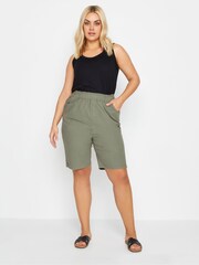 Yours Curve Green Cool Cotton Shorts - Image 2 of 4