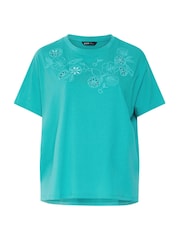 Yours Curve Blue Applique Fruits T-Shirt - Image 5 of 5