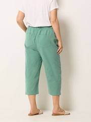 Yours Curve Green Cool Cotton Cropped Trousers - Image 3 of 5
