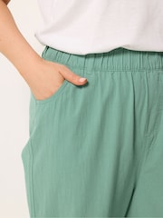 Yours Curve Green Cool Cotton Cropped Trousers - Image 4 of 5