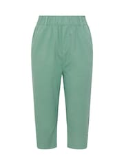 Yours Curve Green Cool Cotton Cropped Trousers - Image 5 of 5