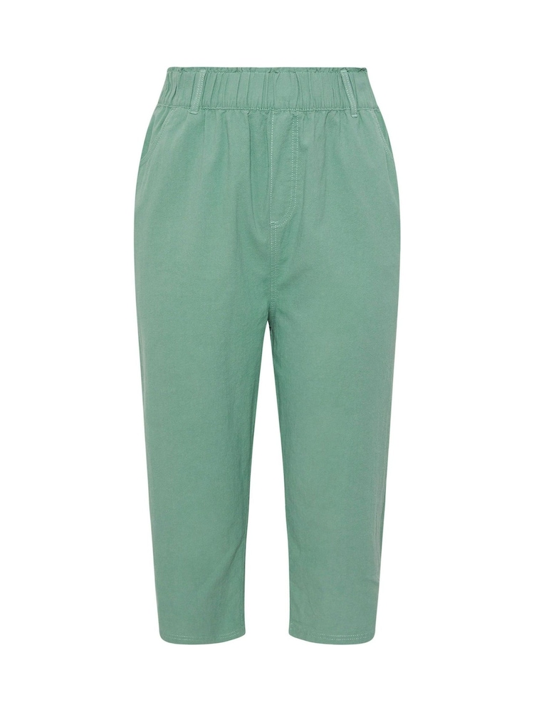 Yours Curve Green Cool Cotton Cropped Trousers - Image 5 of 5