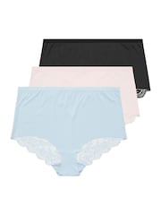 Yours Curve Blue Lace Trim Full Briefs 3 Pack - Image 6 of 8