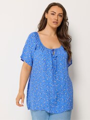 Floral azul - Blusa con pinzas estilo boho de Yours Curve - Imagen 1 de 5