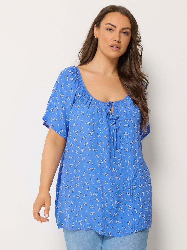 Floral azul - Blusa con pinzas estilo boho de Yours Curve - Imagen 1 de 5