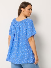 Floral azul - Blusa con pinzas estilo boho de Yours Curve - Imagen 3 de 5