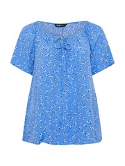 Floral azul - Blusa con pinzas estilo boho de Yours Curve - Imagen 5 de 5