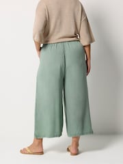 Yours Curve Green Chambray Culottes Trousers - Image 3 of 5