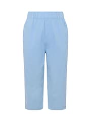 Yours Curve Blue Cool Cotton Cropped Trousers - Image 5 of 5