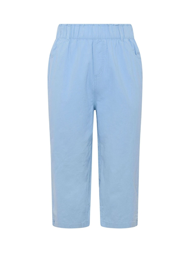 Yours Curve Blue Cool Cotton Cropped Trousers - Image 5 of 5