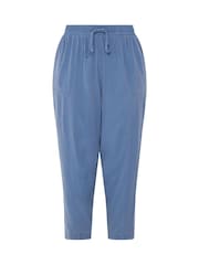 Yours Curve Blue Chambray Barrel Trousers - Image 5 of 5