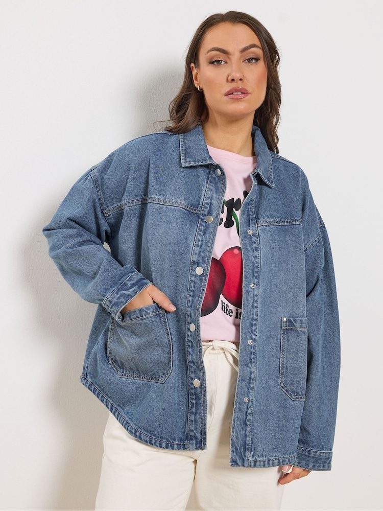 Yours Curve Denim Shacket - Image 1 of 5