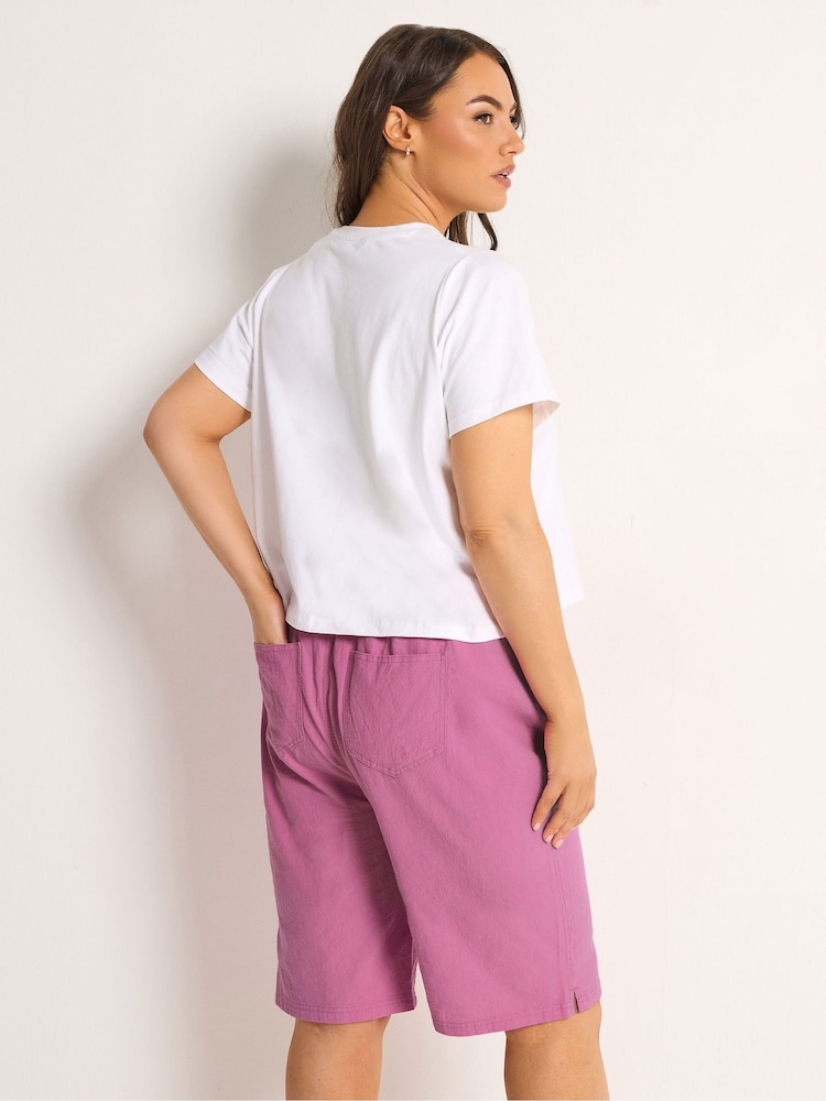 Yours Curve Pink Cool Cotton Shorts - Image 2 of 5 Yours Curve Pink Cool Cotton Shorts - Image 2 of 5