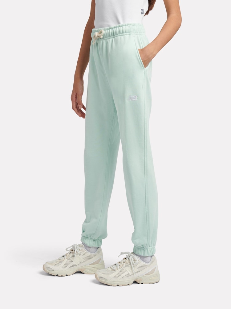 New Balance Green French Terry Small Logo Joggers - Image 2 of 8