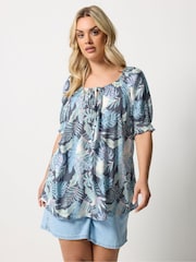 Yours Curve Blue Boho Blouse - Image 2 of 6