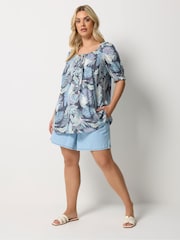 Yours Curve Blue Boho Blouse - Image 3 of 6