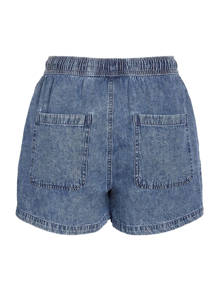 NOISY MAY Blue Mid Waist Elastic Shorts - Image 6 of 6