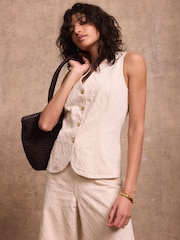 Mint Velvet Denim Diamond Detail Waistcoat - 圖片 1/7