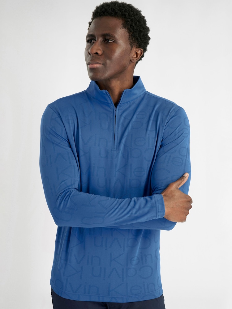 Calvin Klein Golf Blue Avondale Half Zip Sweater - Image 1 of 8 Calvin Klein Golf Blue Avondale Half Zip Sweater - Image 1 of 8