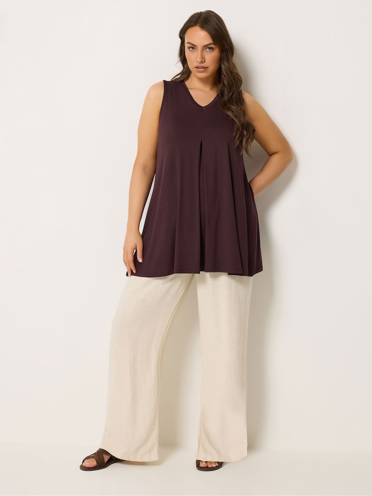 Yours Curve Brown Pleated Front Vest Top - Image 2 of 5
