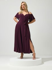 סגול - שמלת מקסי של Yours Curve London עם כתפיים חשופות - תמונה 2 מתוך 5